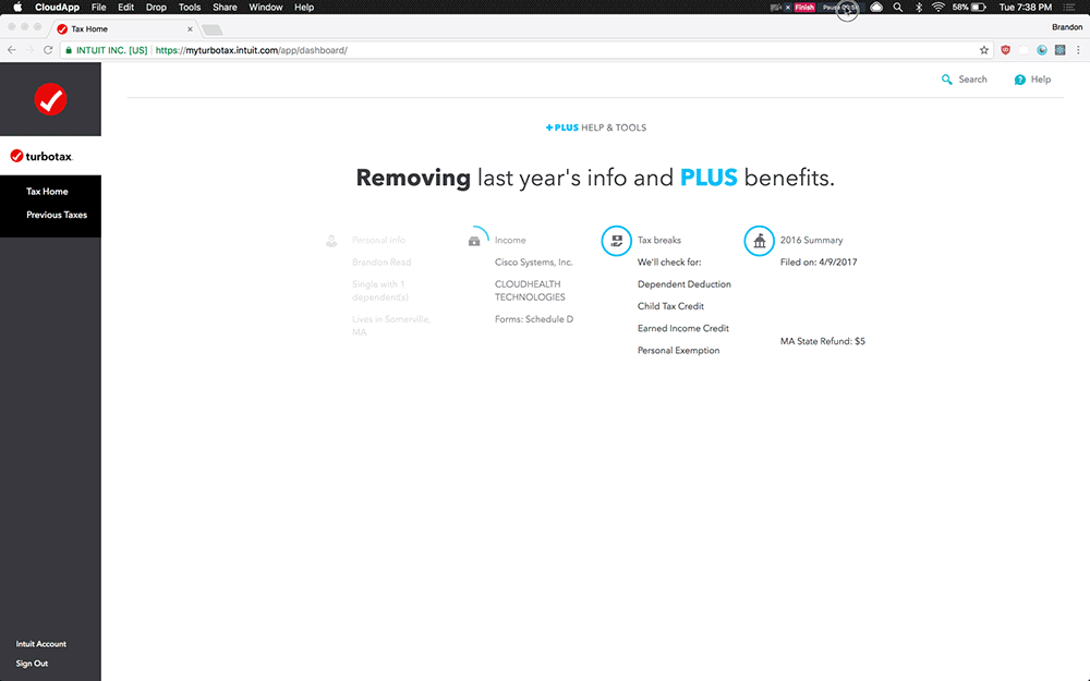 TurboTax user experience design example