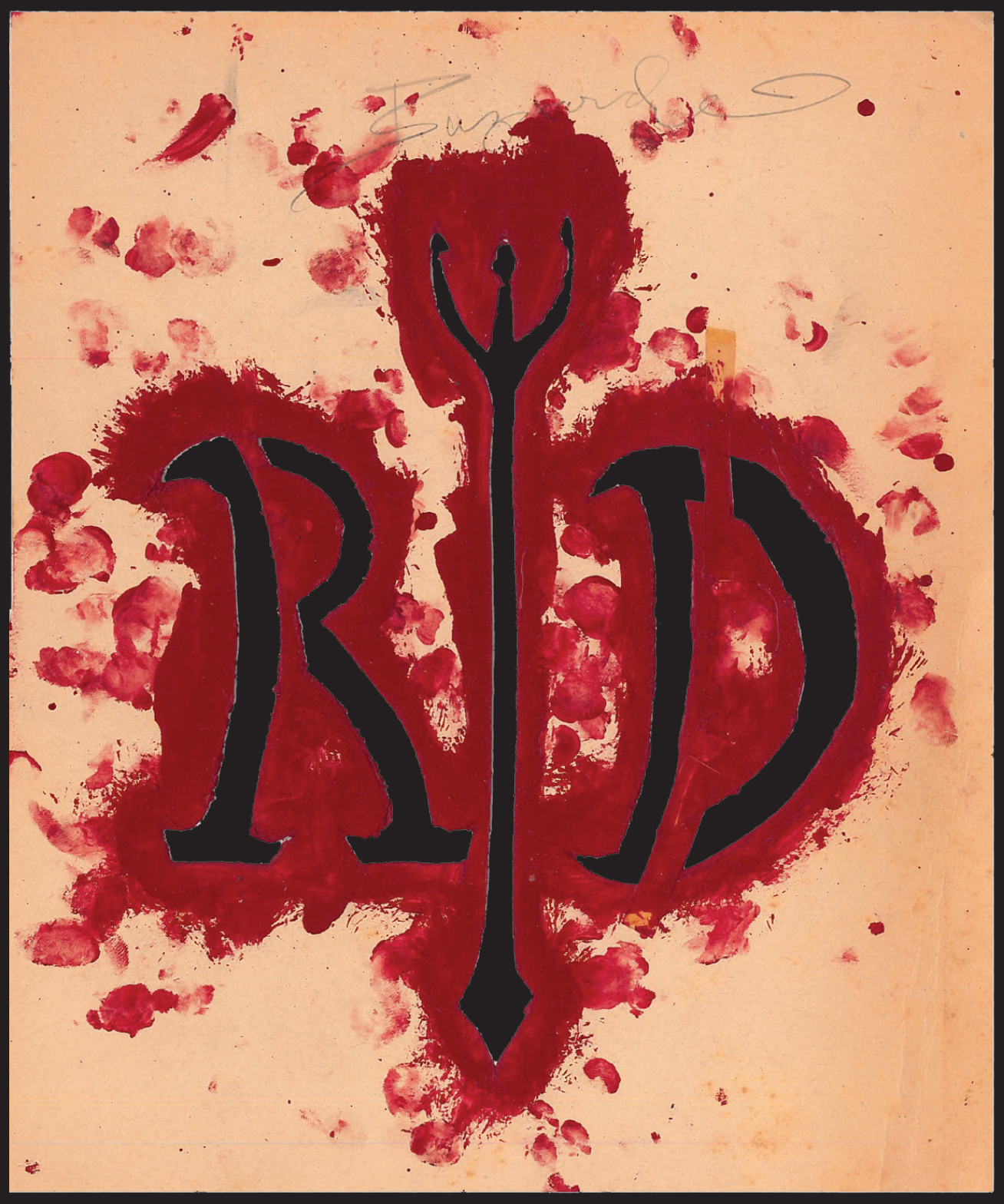 Prominent in the Sherifs’ archival papers are examples of the handmade flags and signs the campers created in each of the three camps to represent their chosen group identities: a Red Devil stencil still stained with bright red paint.